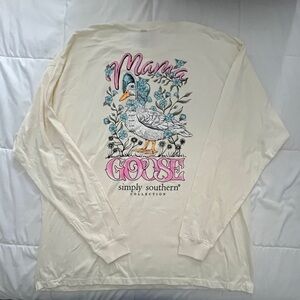 Simply Southern “Mama Goose”Cream Long Sleeve Shirt. Size XXLarge
